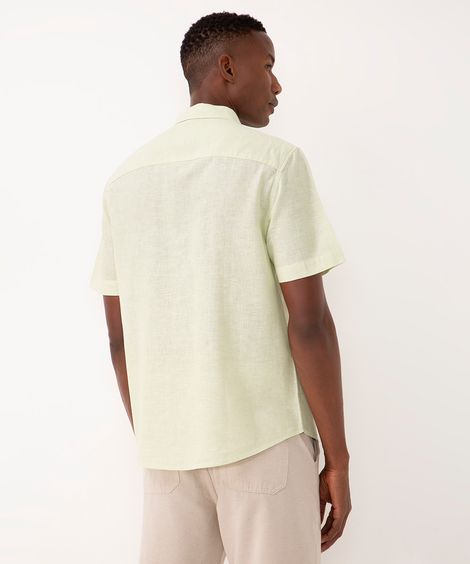 camisa de linho e algodão manga curta verde claro