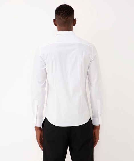 camisa slim fit de algodão manga longa branca
