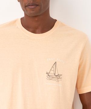 camiseta de algodão daily boats manga curta coral