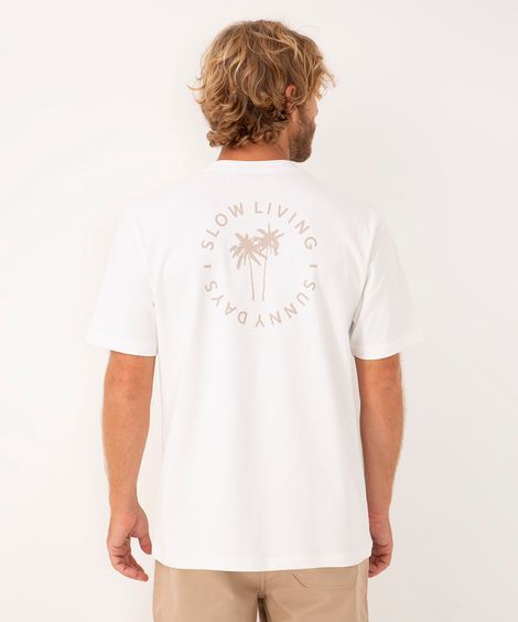 camiseta de algodão slow living sunny days off white