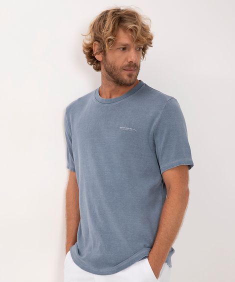 camiseta de algodão keep on weaving azul médio