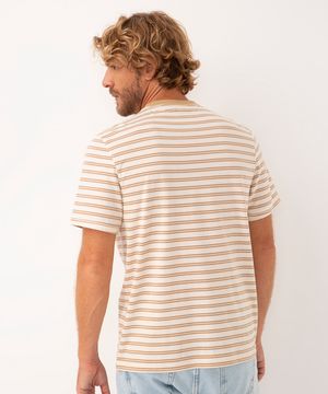 camiseta de algodão listrada slow living bege