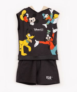 conjunto de moletom infantil turma do mickey com capuz chumbo