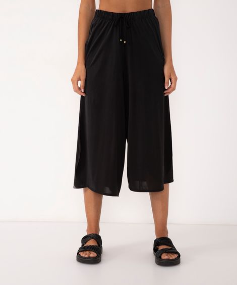calça transpassada cintura alta preto