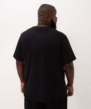 camiseta de algodão plus size oversized manga curta preta