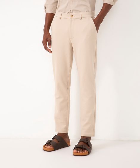 calça de sarja texturizada kaki