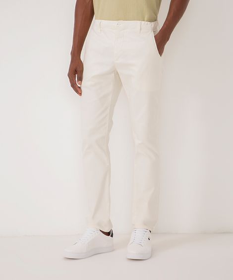 calça de sarja slim com bolso off white