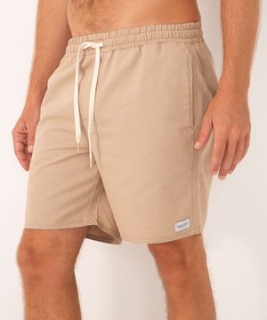 bermuda jogger com linho cordão e bolsos kaki