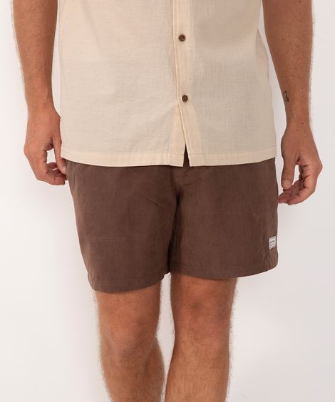 bermuda de suede com bolsos marrom
