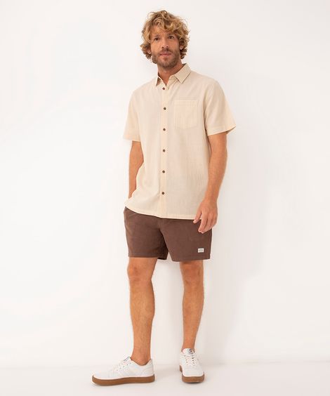 bermuda de suede com bolsos marrom