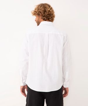 camisa de algodão texturizada manga longa off white