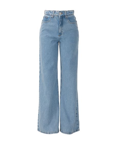calça jeans wide leg cintura alta mindset gabriella garcia azul claro