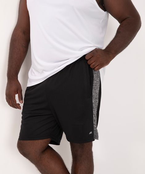 bermuda esportiva masculina plus size com recorte preta