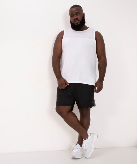 bermuda esportiva masculina plus size com recorte preta