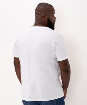 camiseta de algodão plus size básica manga curta branco