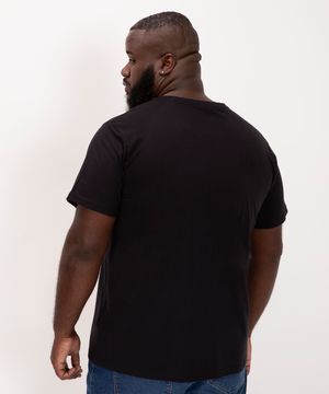 camiseta de algodão plus size básica manga curta preta