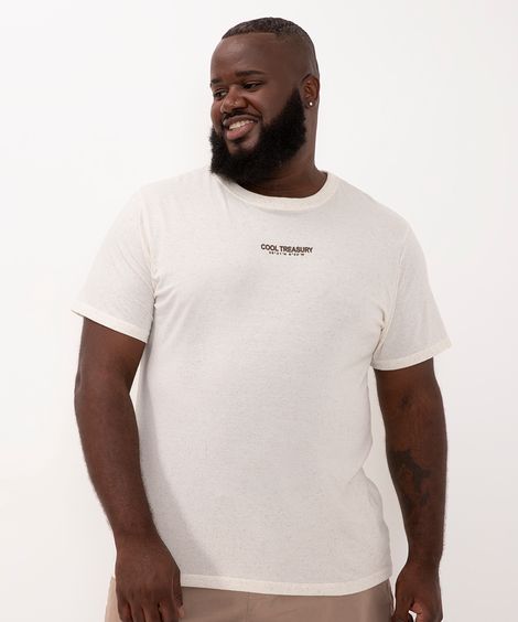 camiseta com linho plus size cool treasury manga curta cru