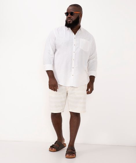 bermuda de sarja listrada com bolsos off white