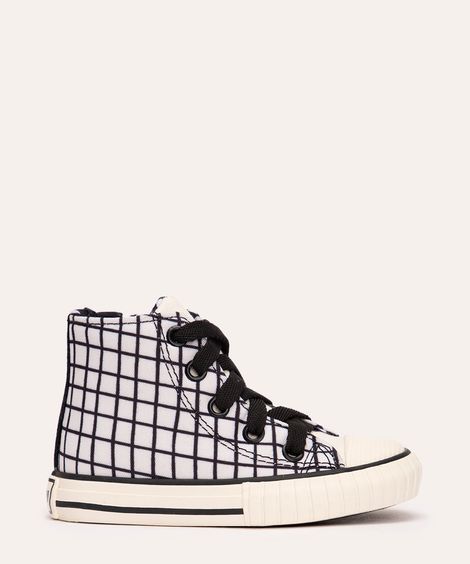 tênis adulto cano alto quadriculado mooui off white