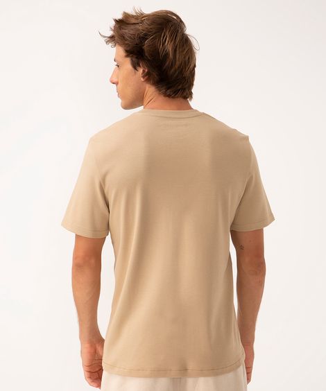 camiseta de algodão peruano bold manga curta bege