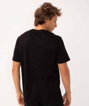 camiseta básica de algodão peruano manga curta preto