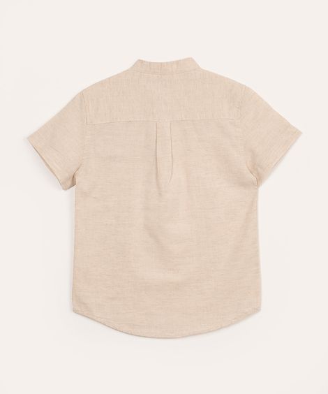 camisa infantil gola padre de algodão bege