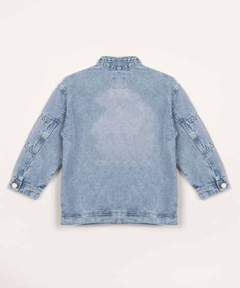 jaqueta jeans infantil com bolsos azul claro