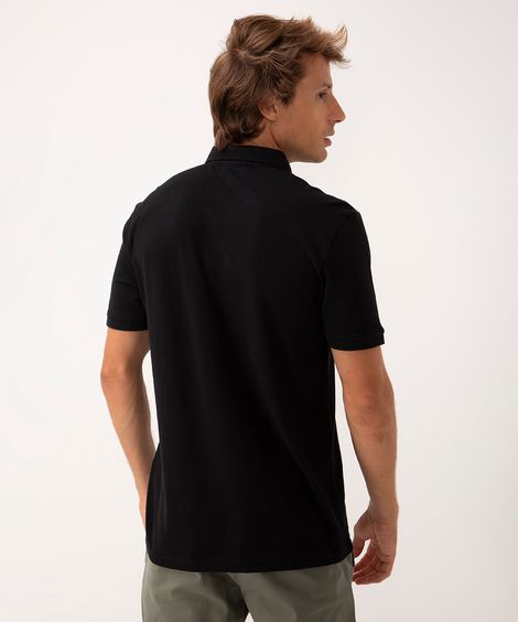 polo de algodão manga curta  preto