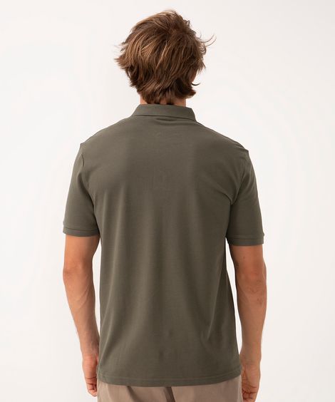 polo de algodão manga curta  verde militar