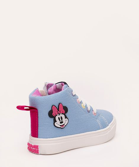 tênis infantil cano curto disney minnie azul claro