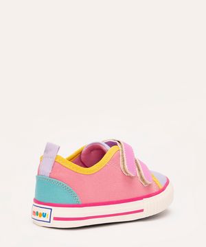 tênis infantil com tiras e velcro mooui rosa