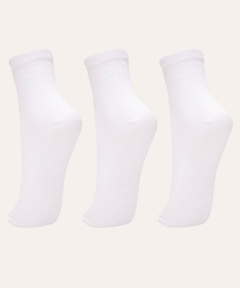 kit de 3 pares de meias cano médio branco