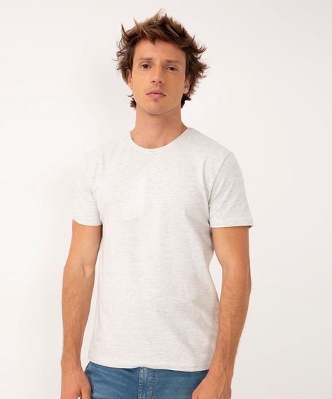 camiseta slim básica manga curta - off white mescla