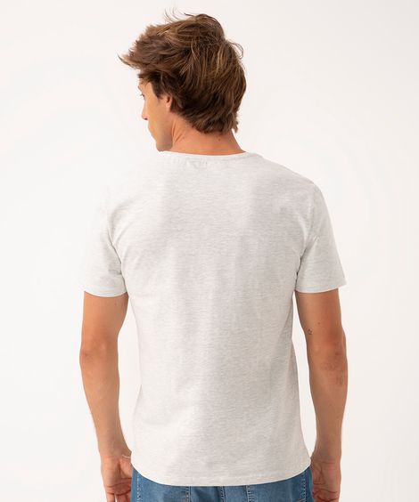 camiseta slim básica manga curta - off white mescla