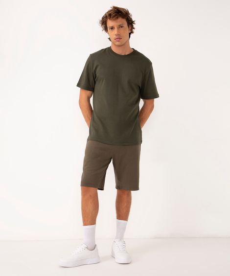 bermuda de moletom relaxed com cordão verde militar