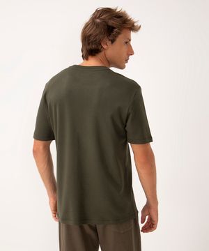 camiseta básica de algodão peruano manga curta - VERDE MILITAR