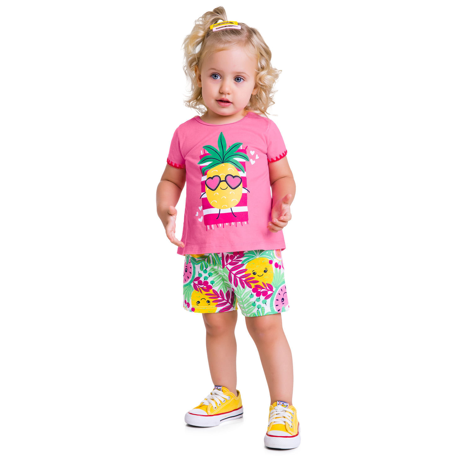 Short Infantil Feminino Kyly em Cotton Rosa