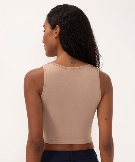 cropped de viscose alça média verde médio - kaki