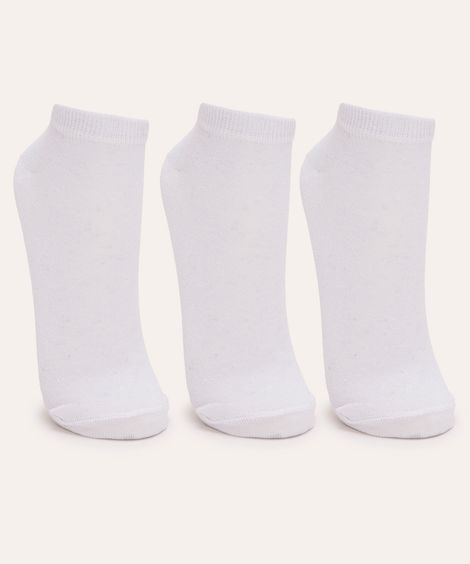 kit de 3 pares de meias cano baixo branco