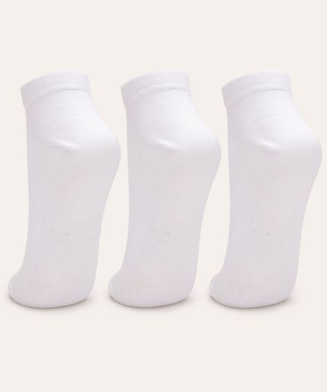 kit de 3 pares de meias cano baixo branco