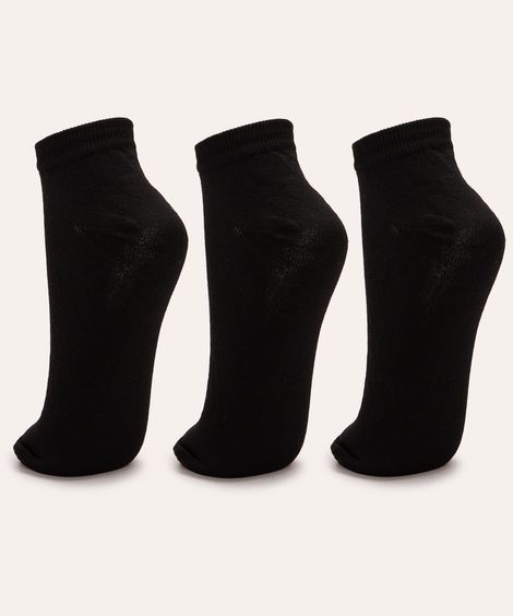 kit de 3 pares de meias cano baixo preto