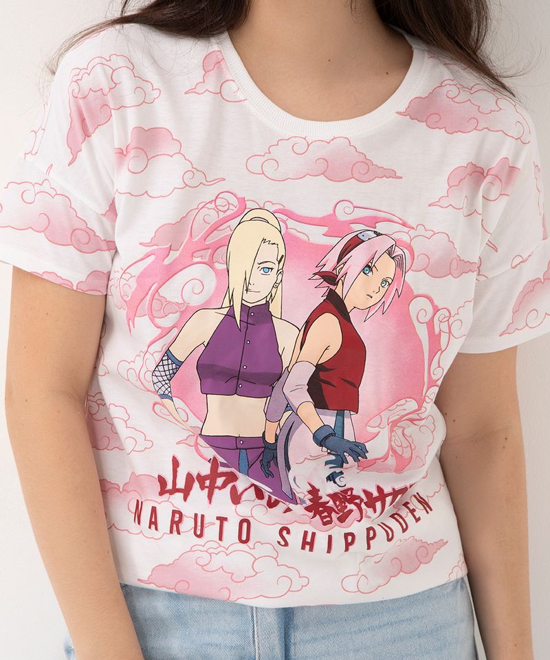 Camiseta Infantil Estampa Sakura Naruto Tam 4 a 10