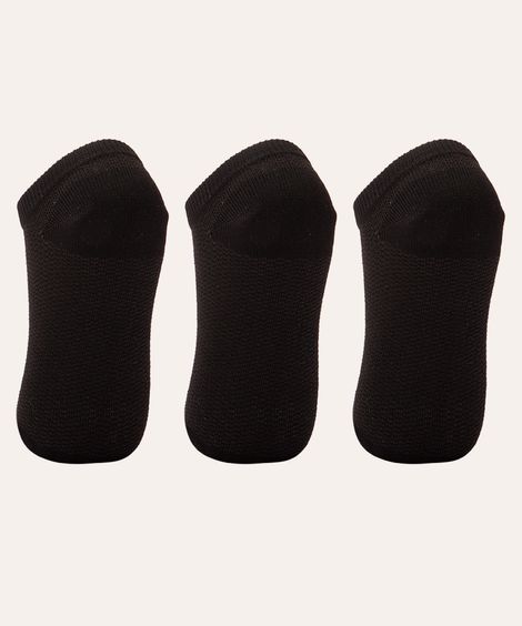 kit de 3 pares de meias cano baixo preto