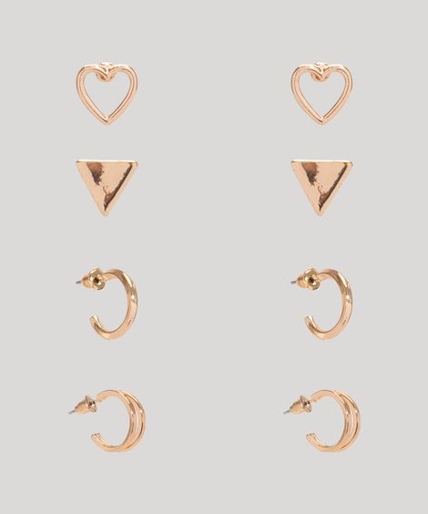 kit de 4 brincos pequenos  dourado