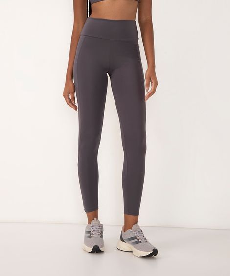 calça legging com bolso cintura alta esportiva cinza médio