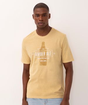 camiseta de algodão american style manga curta amarela