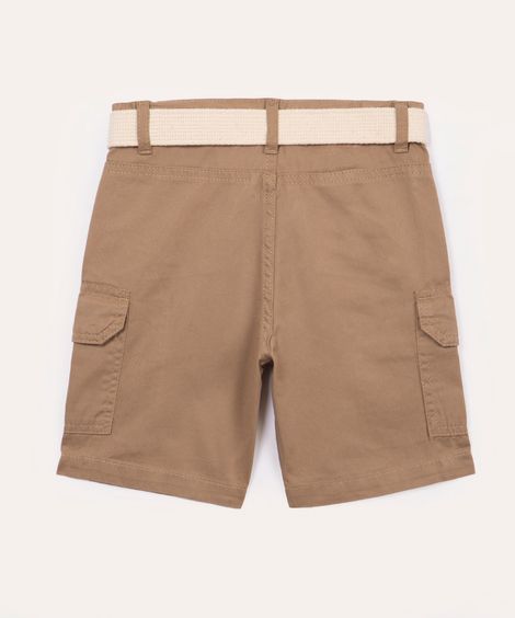 bermuda infantil cargo com cinto kaki
