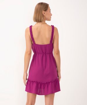 vestido curto com babado alça média com elástico pink