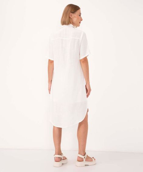 camisa de viscose alongada manga curta off white