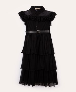 vestido infantil fantasia baile longo preto
